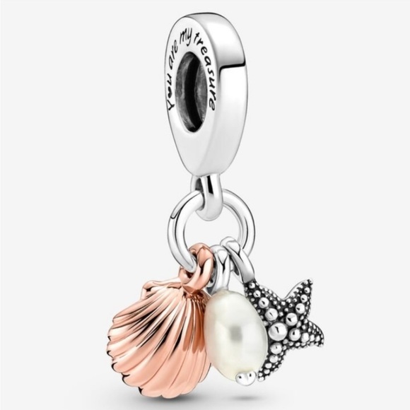 Pandora Jewelry - Pandora Treated Freshwater Cultured Pearl, Starfish & Shell Triple Dangle